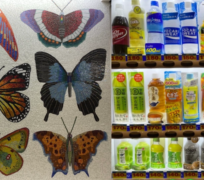 butterfly image spliced with vending machine image